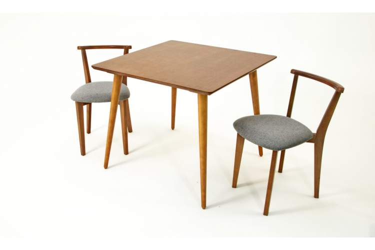 Стол Монте М 100 орех со стульями Франк орех рогожка серый