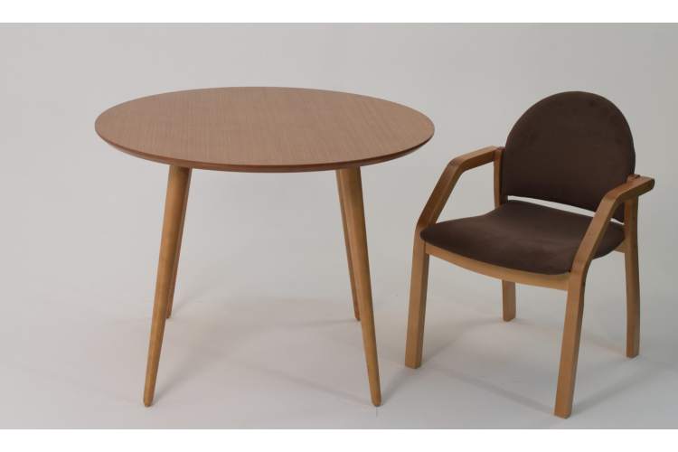 Стол Монте К 90 натур со стульями Джуно натур велюр коричневый-2