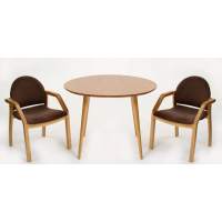 Стол Монте К 90 натур со стульями Джуно натур велюр коричневый