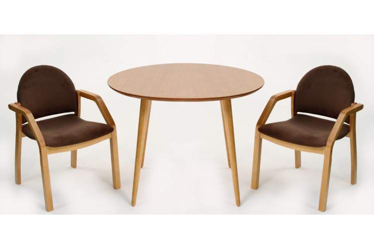 Стол Монте К 90 натур со стульями Джуно натур велюр коричневый