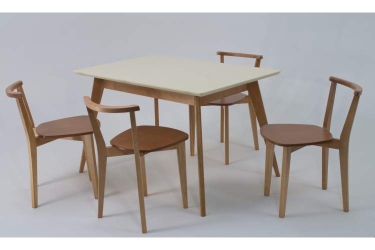 Стол Сканди 120 натур/слоновая кость со стульями Франк натур-8
