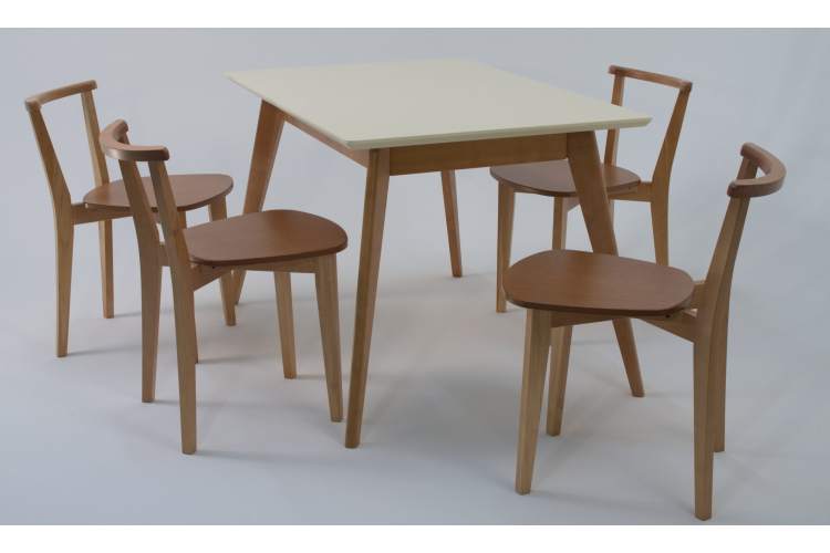 Стол Сканди 120 натур/слоновая кость со стульями Франк натур-7