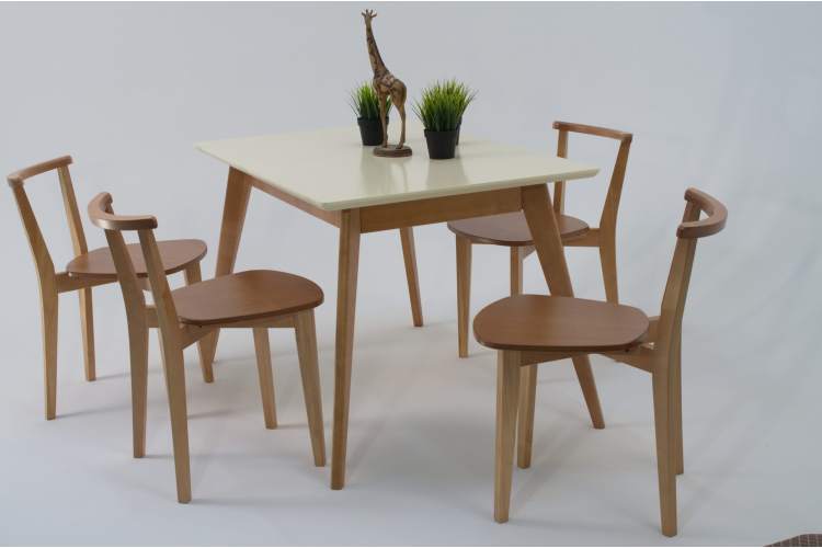 Стол Сканди 120 натур/слоновая кость со стульями Франк натур-4