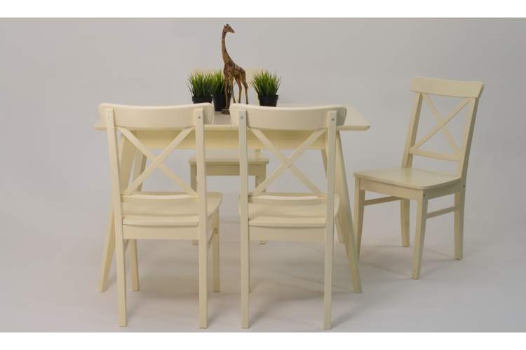 Стол Сканди 120 слоновая кость со стульями Ингольф слоновая кость-3