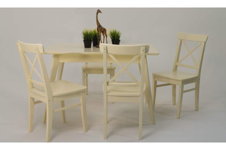 Стол Сканди 120 слоновая кость со стульями Ингольф слоновая кость-5