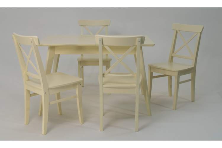 Стол Сканди 120 слоновая кость со стульями Ингольф слоновая кость-1