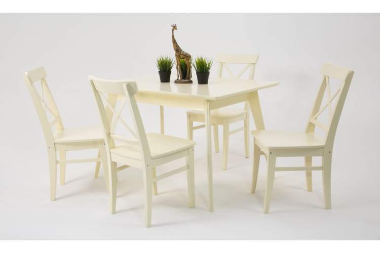 Стол Сканди 120 слоновая кость со стульями Ингольф слоновая кость-4