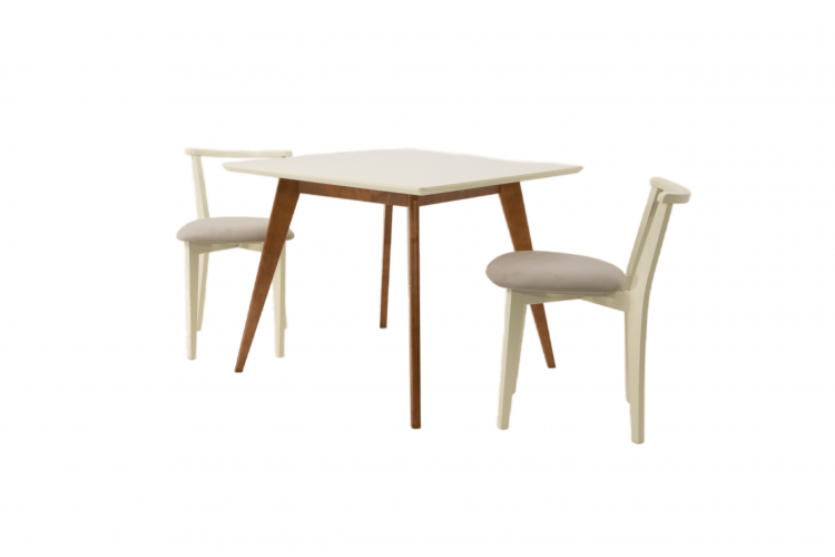 Стол Сканди М 100 орех/слоновая кость со стульями Франк слоновая кость велюр бежевый