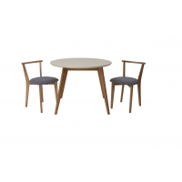 Стол Сканди К 100 натур/слоновая кость со стульями Франк натур рогожка серый