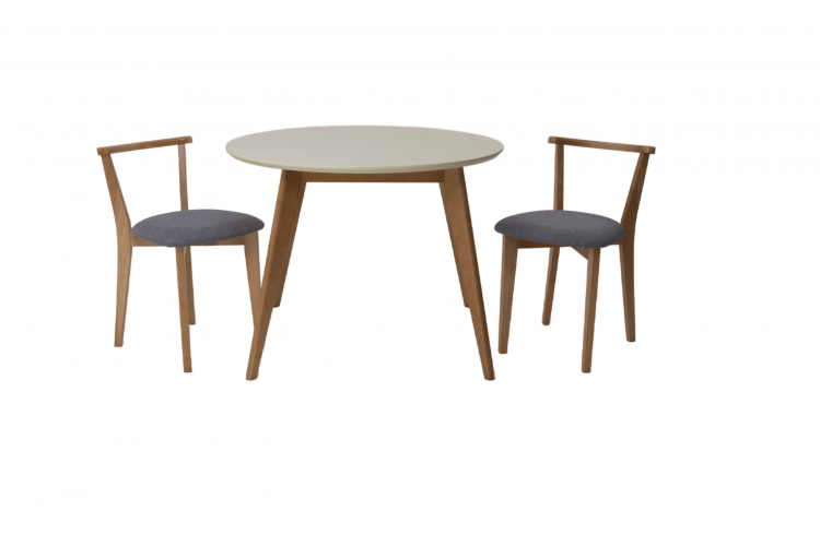 Стол Сканди К 100 натур/слоновая кость со стульями Франк натур рогожка серый