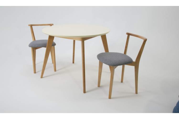 Стол Сканди К 100 натур/слоновая кость со стульями Франк натур рогожка серый-1