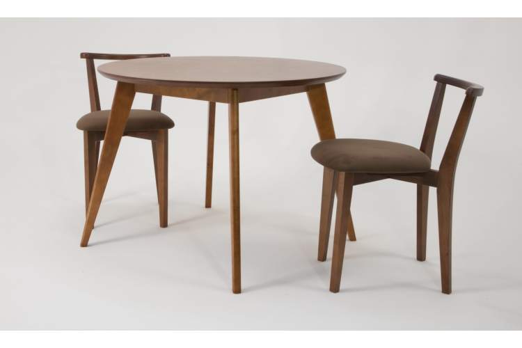 Стол Сканди К 100 орех со стульями Франк орех велюр коричневый-1