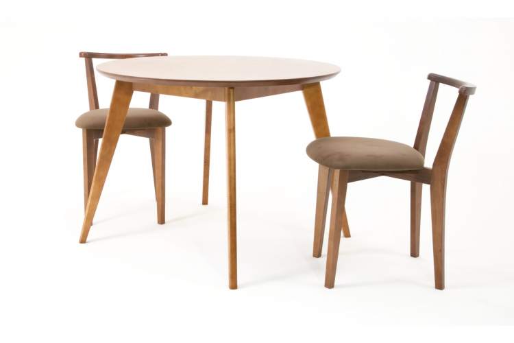 Стол Сканди К 100 орех со стульями Франк орех велюр коричневый