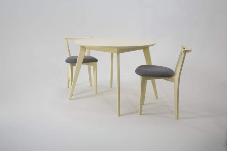 Стол Сканди К 90 слоновая кость со стульями Франк слоновая кость рогожка серый-1