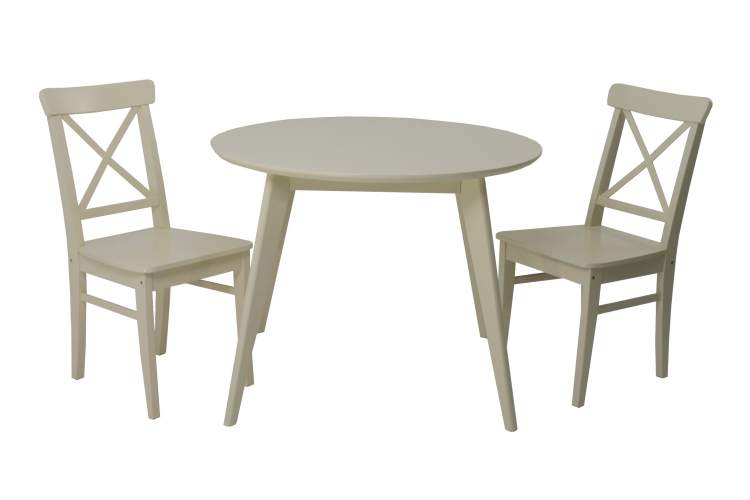 Стол Сканди К 90 слоновая кость со стульями Ингольф слоновая кость