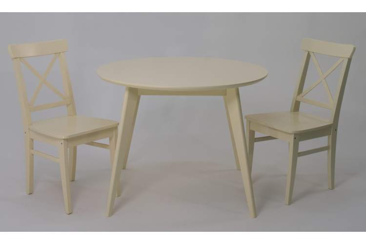 Стол Сканди К 90 слоновая кость со стульями Ингольф слоновая кость-2