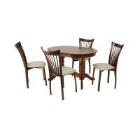 Обеденная группа стол Бизе со стульями Миранда,орех, ромб бежевый