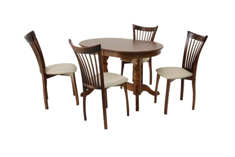 Обеденная группа стол Бизе со стульями Миранда,орех, ромб бежевый