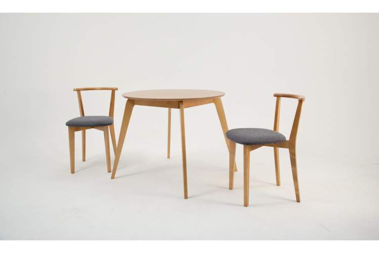 Стол Arki К 90 натур со стульями Франк ПМ натур/графит рогожка