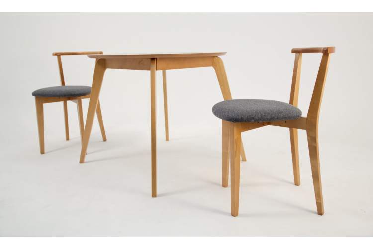 Стол Arki К 90 натур со стульями Франк ПМ натур/графит рогожка-3