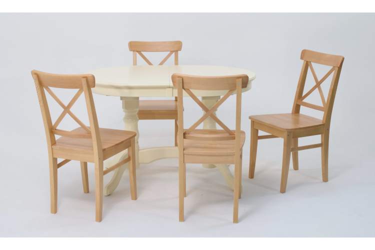 Обеденная группа стол Бизе со стульями Ингольф,Слоновая кость, натур-1