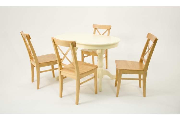 Обеденная группа стол Бизе со стульями Ингольф,Слоновая кость, натур-2