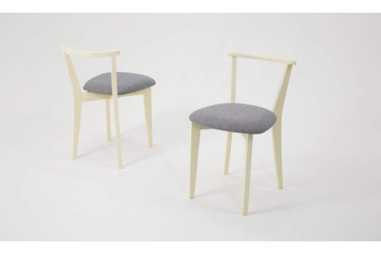 Стол Сканди М 100 орех/слоновая кость со стульями Франк слоновая кость рогожка серый-5