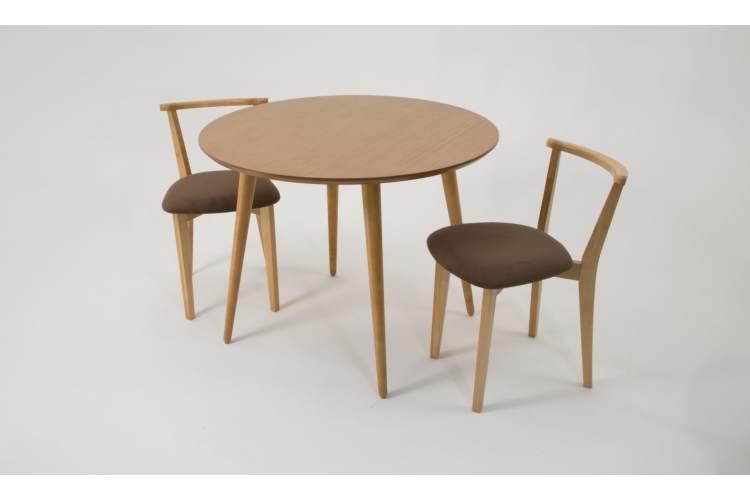 Стол Монте К 90 натур со стульями натур велюр коричневый-1
