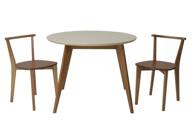 Стол Сканди К 90 натур/слоновая кость со стульями Франк натур