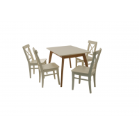 Стол Сканди 120 натур/слоновая кость со стульями Ингольф слоновая кость