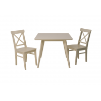 Стол Сканди М 90 слоновая кость со стульями Ингольф слоновая кость