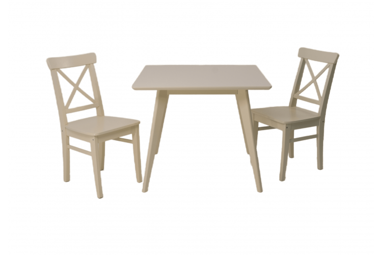 Стол Сканди М 90 слоновая кость со стульями Ингольф слоновая кость