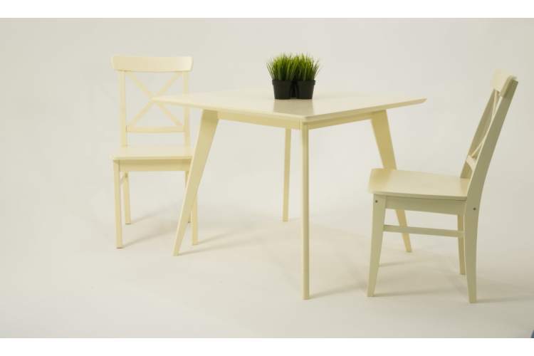 Стол Сканди М 90 слоновая кость со стульями Ингольф слоновая кость-1