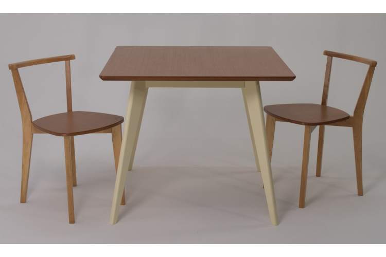 Стол Сканди М 100 слоновая кость/натур со стульями Франк натур-2