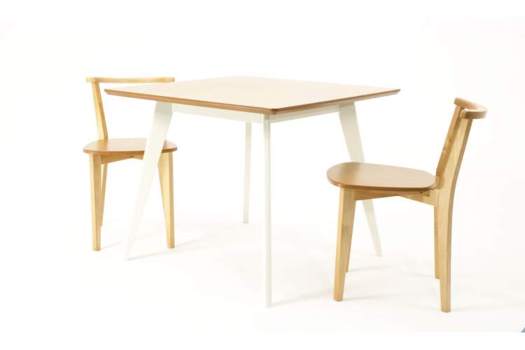 Стол Сканди М 100 слоновая кость/натур со стульями Франк натур