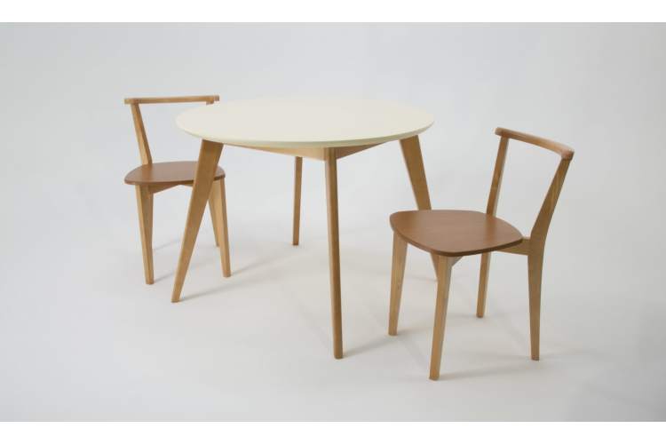 Стол Сканди К 90 натур/слоновая кость со стульями Франк натур-1