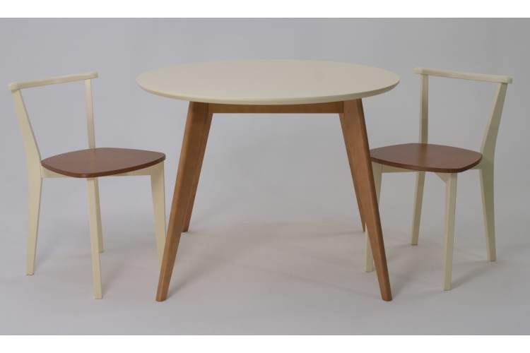 Стол Сканди К 100 натур/слоновая кость со стульями Франк натур-2