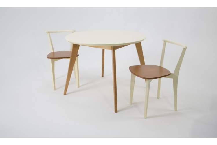 Стол Сканди К 100 натур/слоновая кость со стульями Франк натур-1