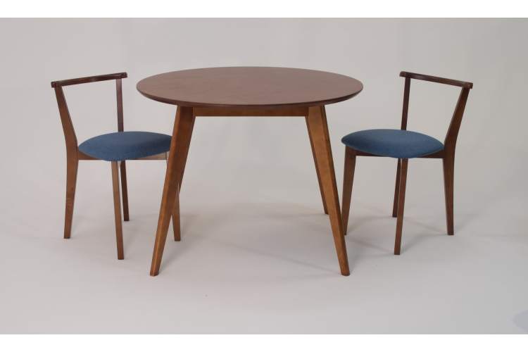 Стол Сканди К 100 орех со стульями Франк орех рогожка синий-2
