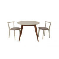 Стол Сканди К 100 орех/слоновая кость со стульями Франк слоновая кость велюр бежевый