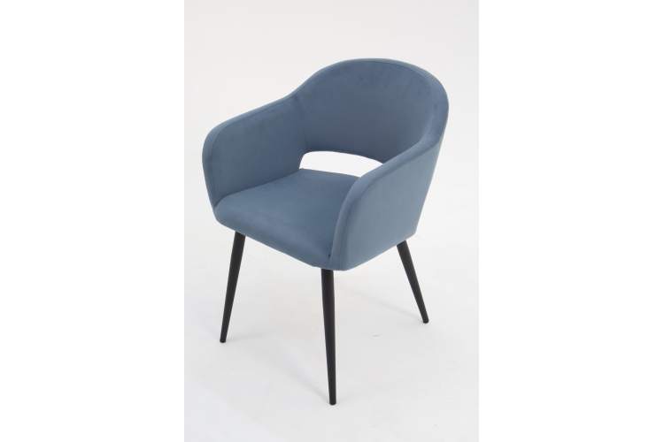 Стол Сканди К 90 черное дерево/натур с креслами Пичч велюр синий-5