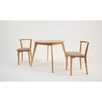 Стол Arki К 90 натур со стульями Франк ПМ натур/бежевая рогожка
