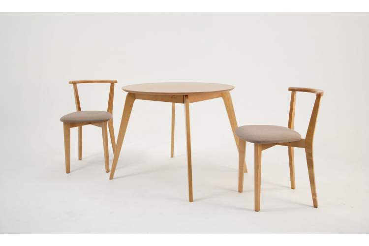 Стол Arki К 90 натур со стульями Франк ПМ натур/бежевая рогожка