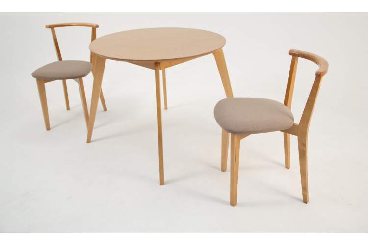 Стол Arki К 90 натур со стульями Франк ПМ натур/бежевая рогожка-1