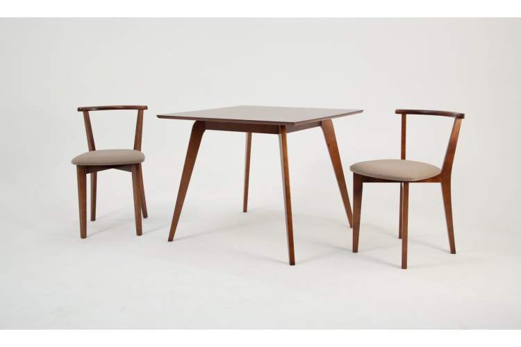 Стол Arki М 90 орех/слоновая кость со стульями Франк ПМ орех/бежевая рогожка