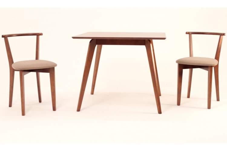 Стол Arki М 90 орех/слоновая кость со стульями Франк ПМ орех/бежевая рогожка-1