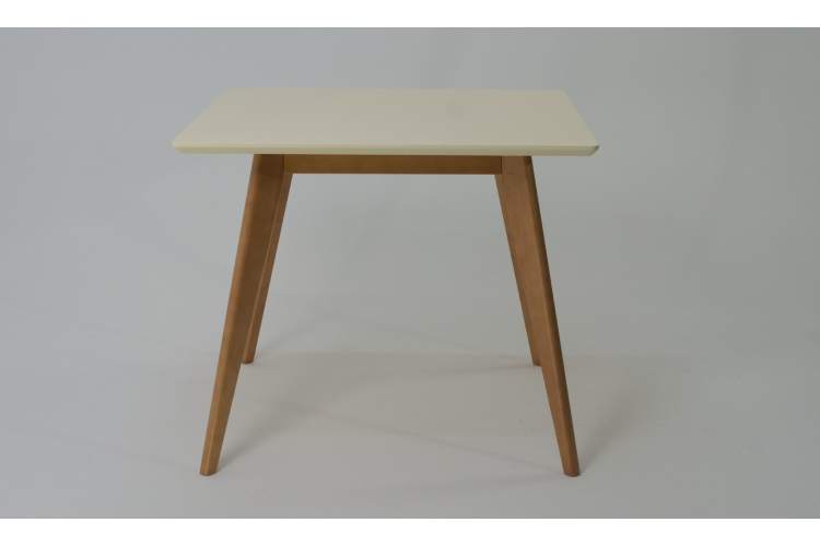 Стол Сканди М 90 слоновая кость/натур со стульями Франк слоновая кость велюр коричневый-4