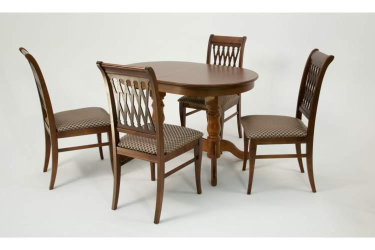 Обеденная группа стол Бизе со стульями Рич,орех, ромб коричневый-2