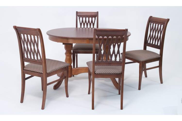 Обеденная группа стол Бизе со стульями Рич,орех, ромб коричневый-1