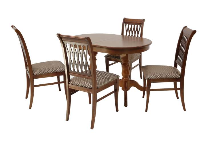 Обеденная группа стол Бизе со стульями Рич,орех, ромб коричневый